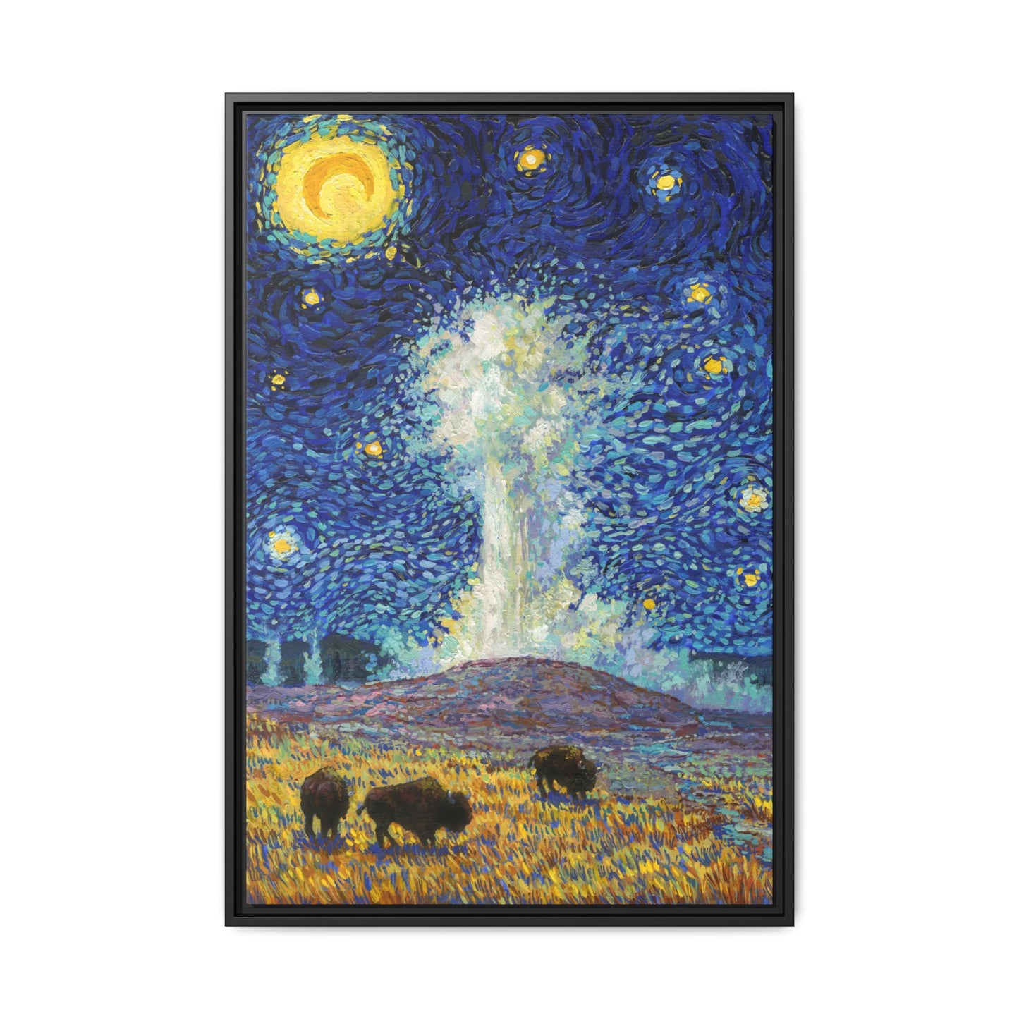 Yellowstone National Park Framed Canvas - The Starry Night