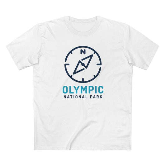 Olympic National Park T-Shirt Compass Design in White