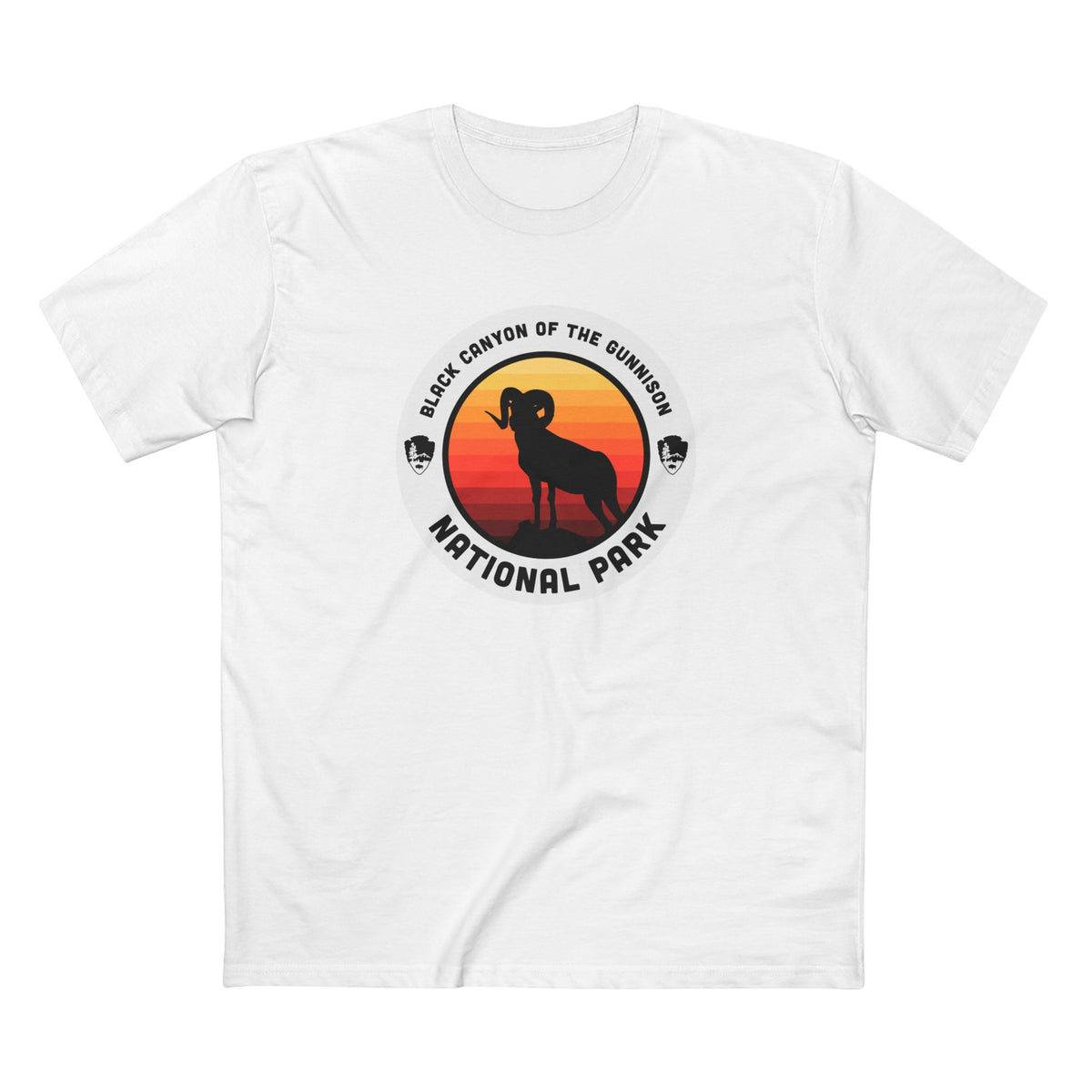 Black Canyon of the Gunnison National Park T-Shirt - Round Badge Design in White