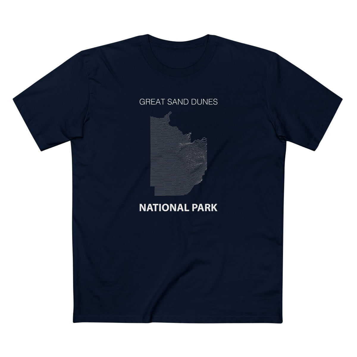 Great Sand Dunes National Park T-Shirt - Topographical Lines in Navy