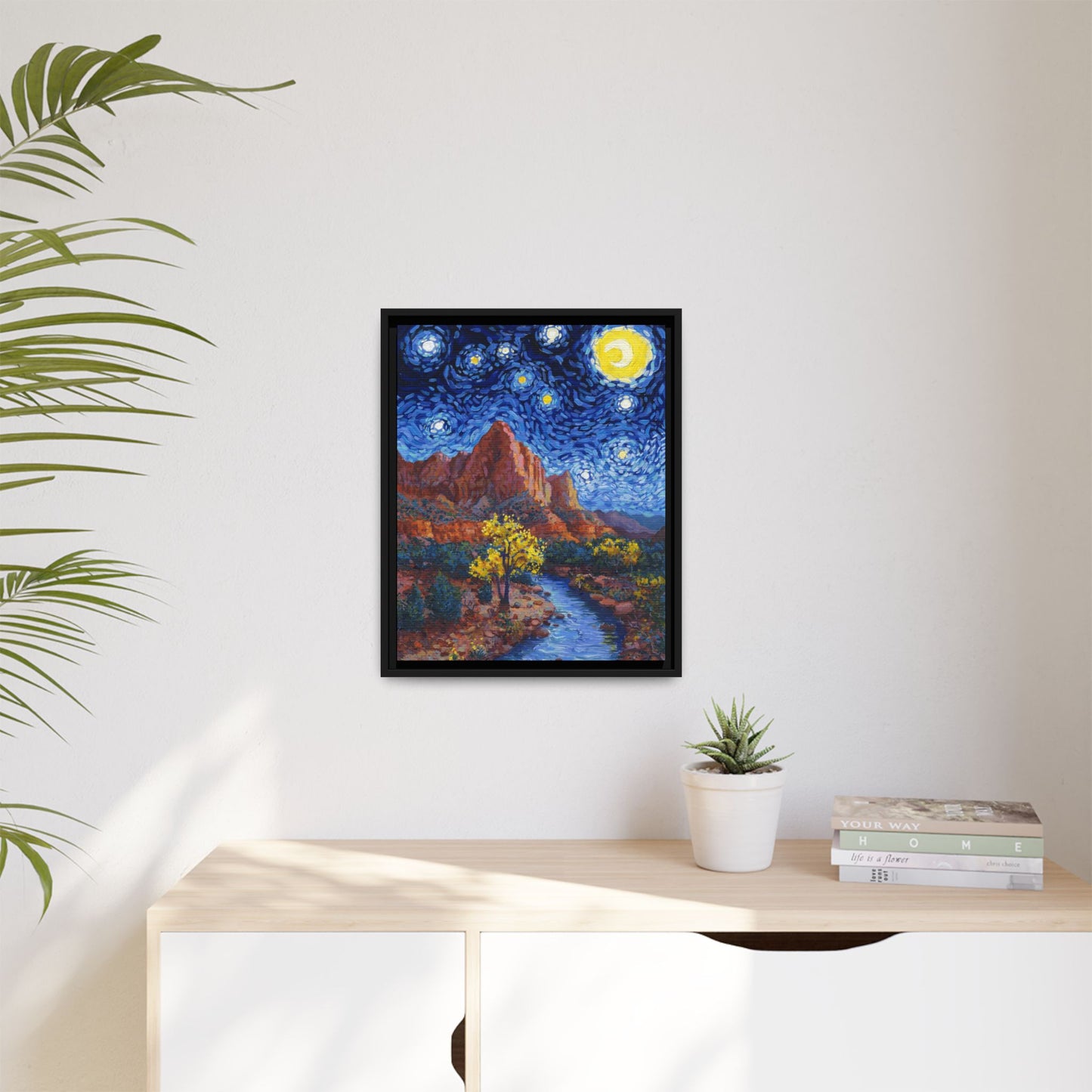 Zion National Park Framed Canvas - The Starry Night