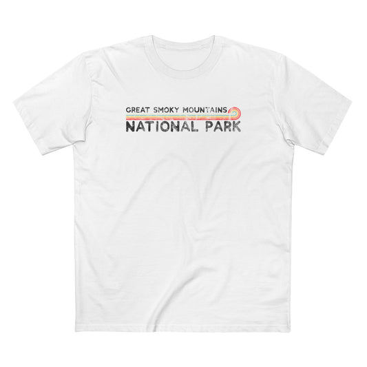 Great Smoky Mountains National Park T-Shirt - Vintage Stretched Sunrise in White