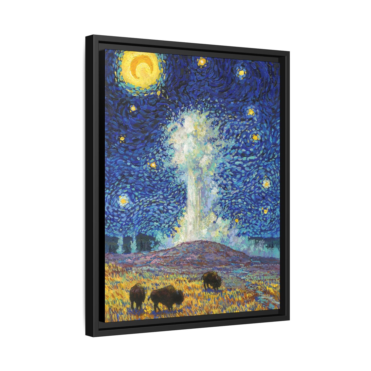 Yellowstone National Park Framed Canvas - The Starry Night
