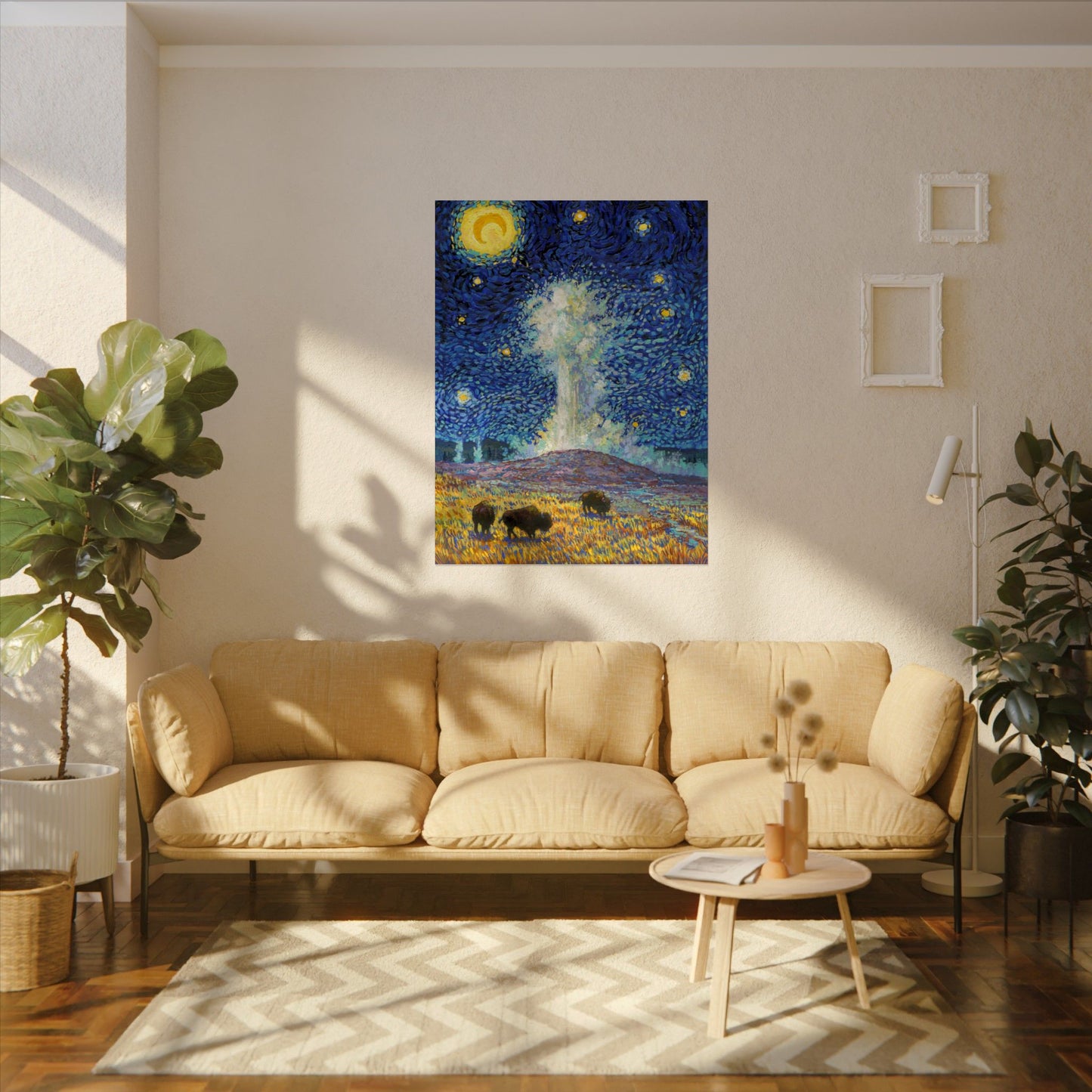 Yellowstone National Park Starry Night Poster - Premium Textured Paper