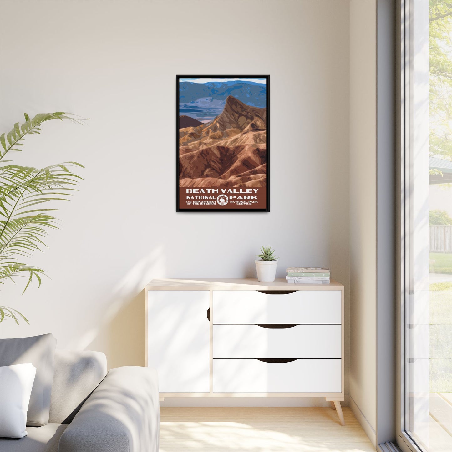 Death Valley National Park Framed Canvas - WPA Poster Zabriskie Point