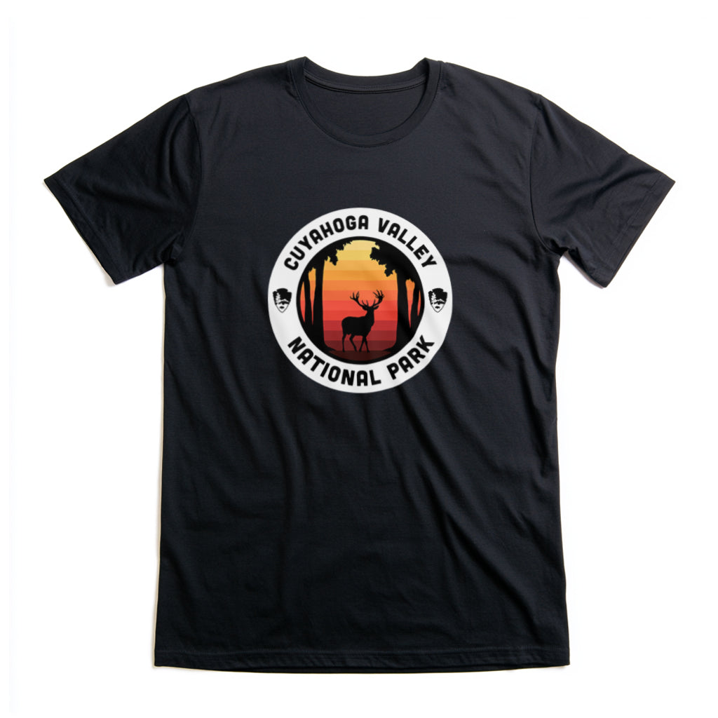 Cuyahoga Valley National Park T-Shirt - Round Badge Design in Black