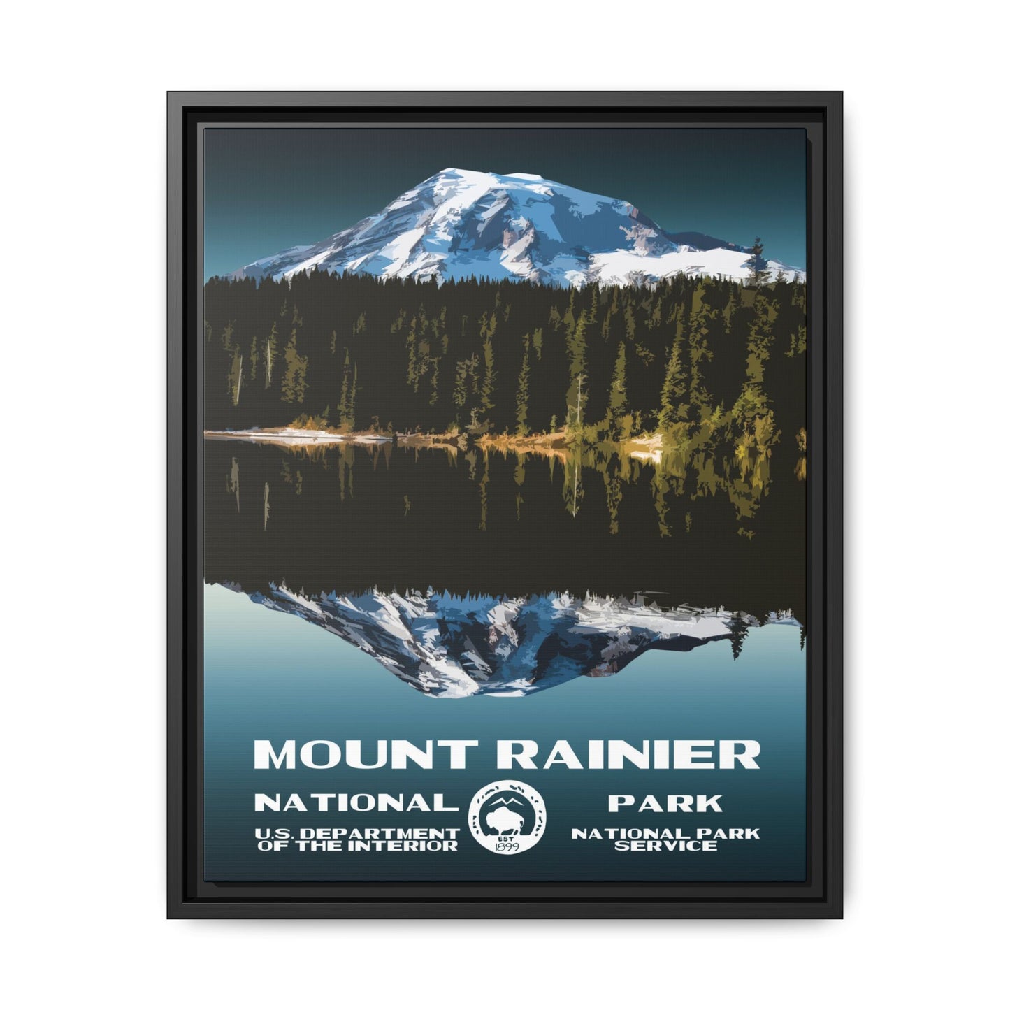 Mount Rainier National Park Framed Canvas - WPA Poster