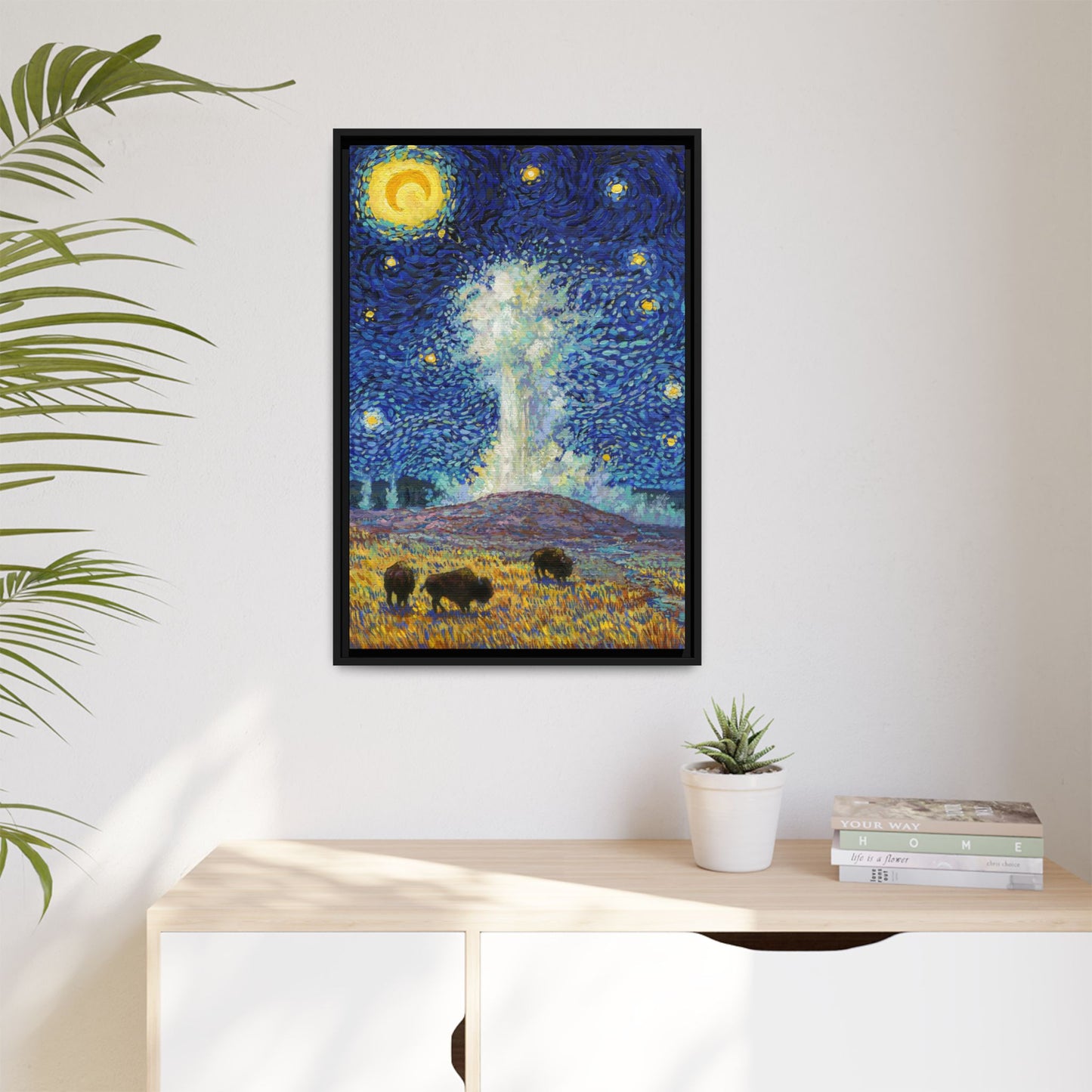 Yellowstone National Park Framed Canvas - The Starry Night