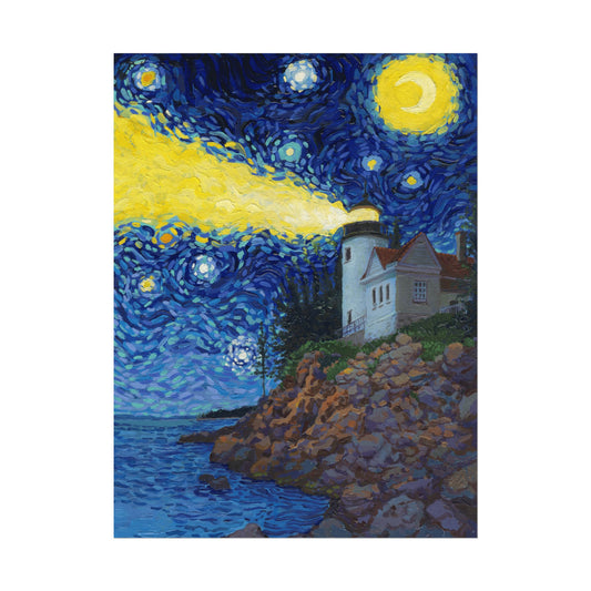 Acadia National Park Starry Night Poster - Premium Textured Paper