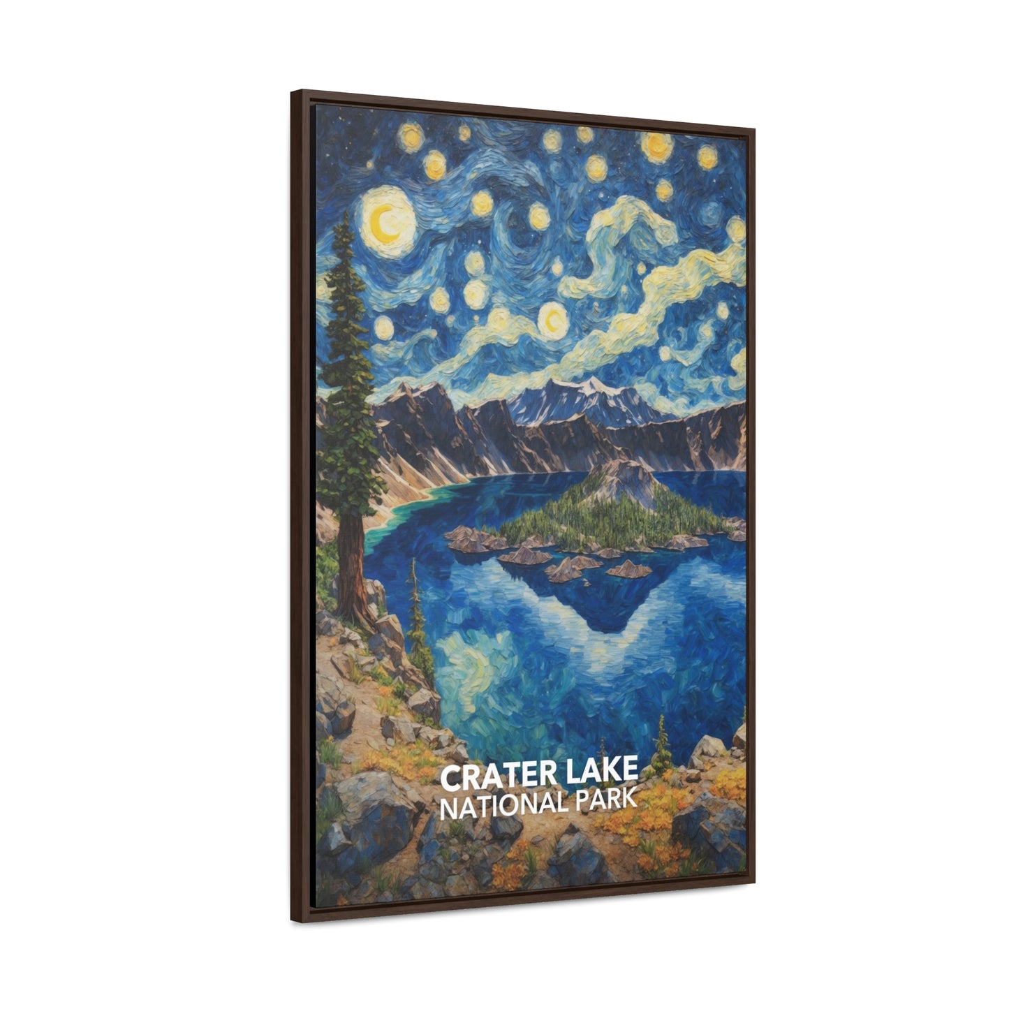 Crater Lake National Park Framed Canvas - The Starry Night