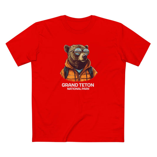 Grand Teton National Park T-Shirt - Grizzly Bear in Red