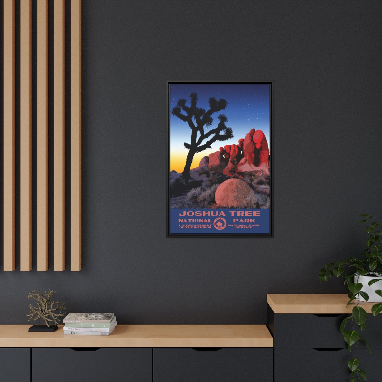 Joshua Tree National Park Framed Canvas - WPA Poster Sunset