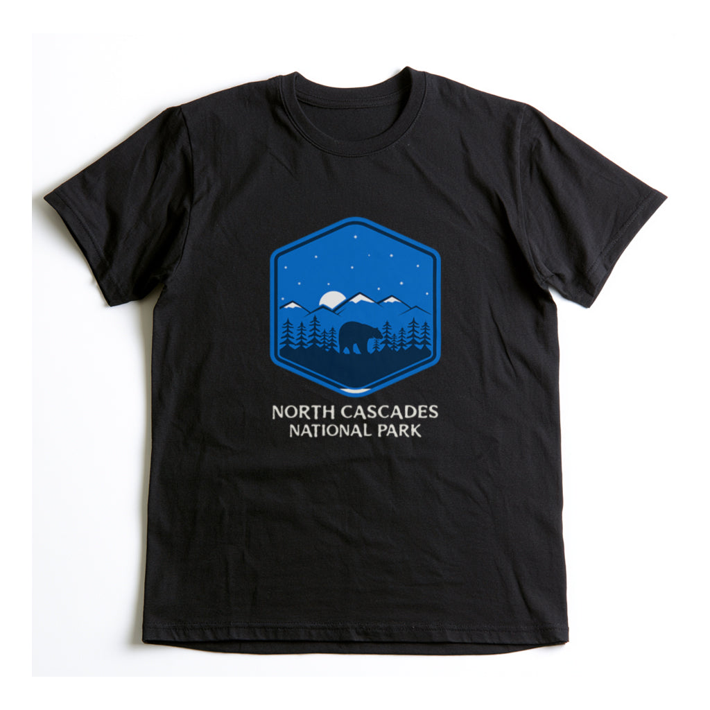 North Cascades National Park T-Shirt - Bear Graphic in Black