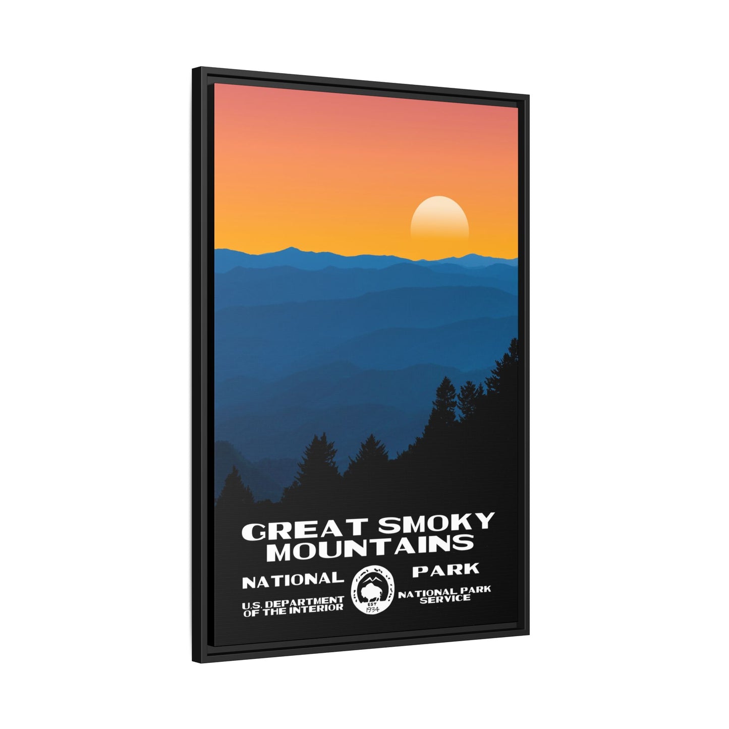 Great Smoky Mountains National Park Framed Canvas - WPA Poster