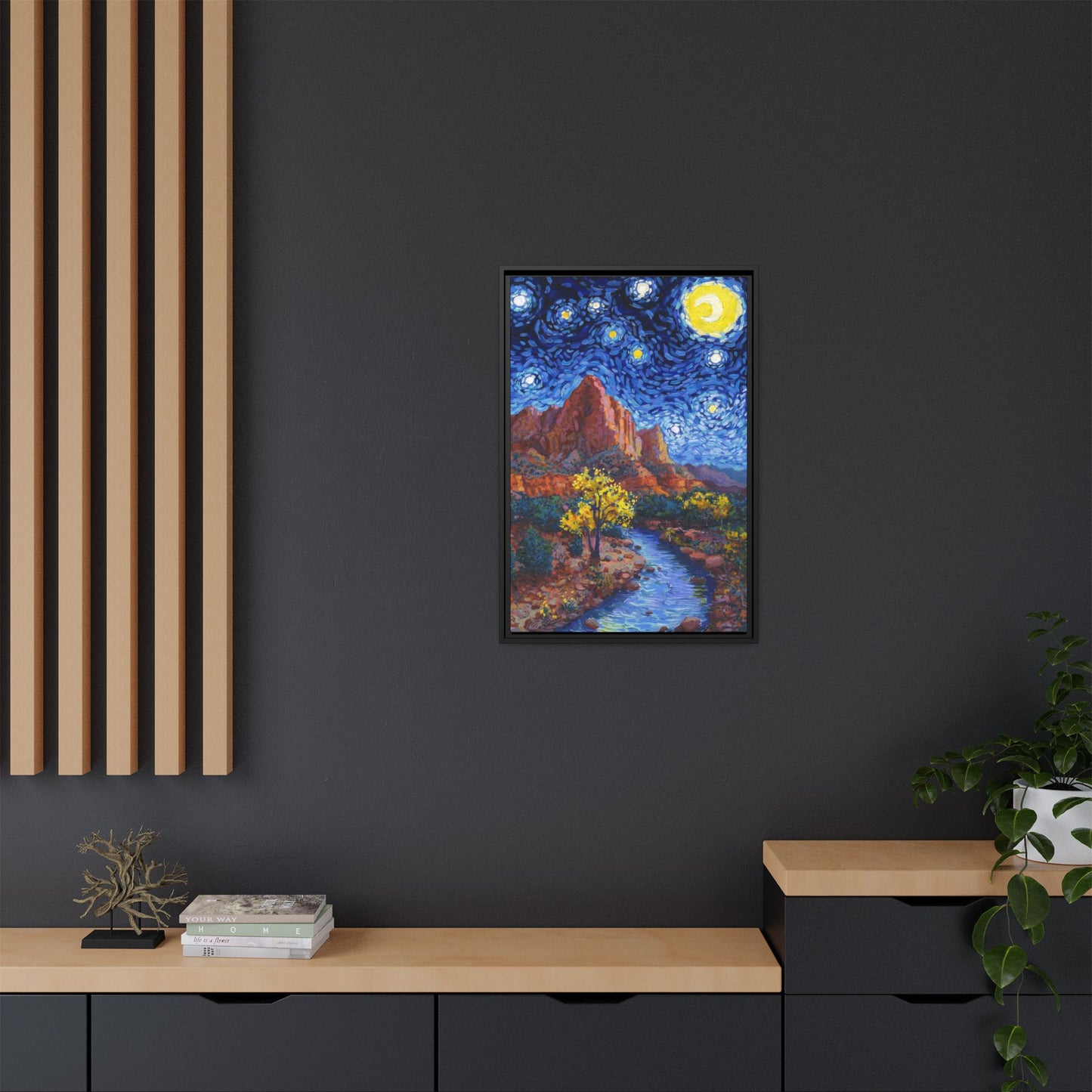 Zion National Park Framed Canvas - The Starry Night