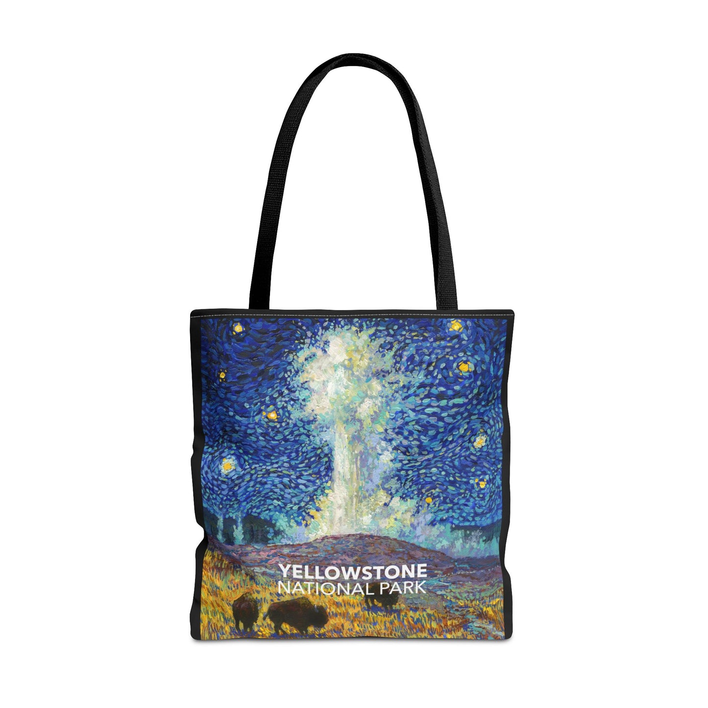 Yellowstone National Park Tote Bag - Old Faithful Starry Night Large