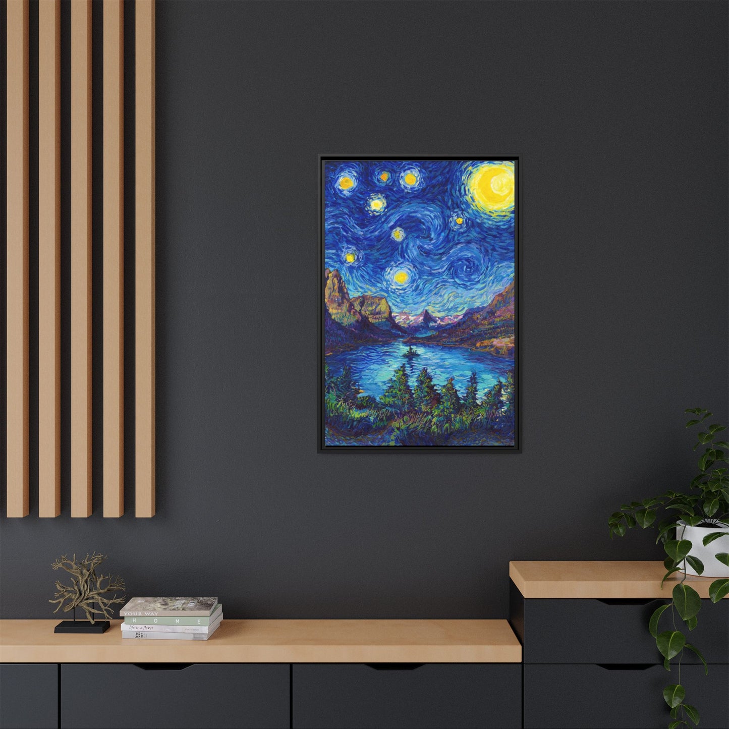 Glacier National Park Framed Canvas - The Starry Night