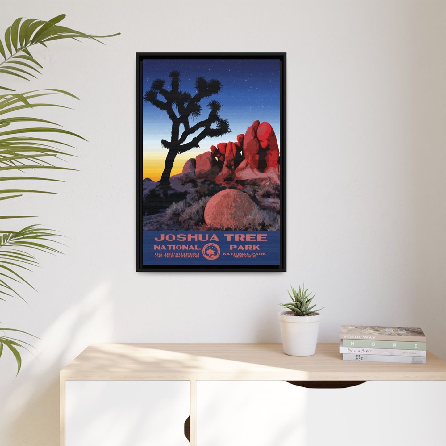 Joshua Tree National Park Framed Canvas - WPA Poster Sunset
