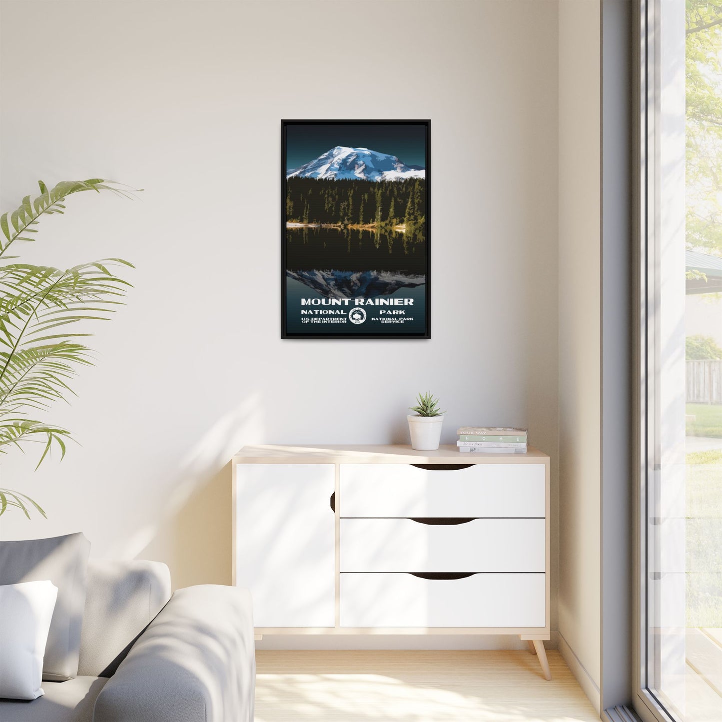 Mount Rainier National Park Framed Canvas - WPA Poster