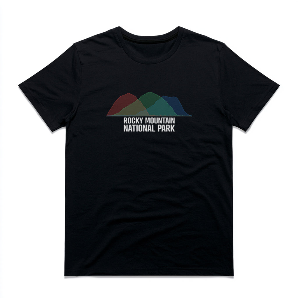 Rocky Mountain National Park T-Shirt - Histogram Design in Black