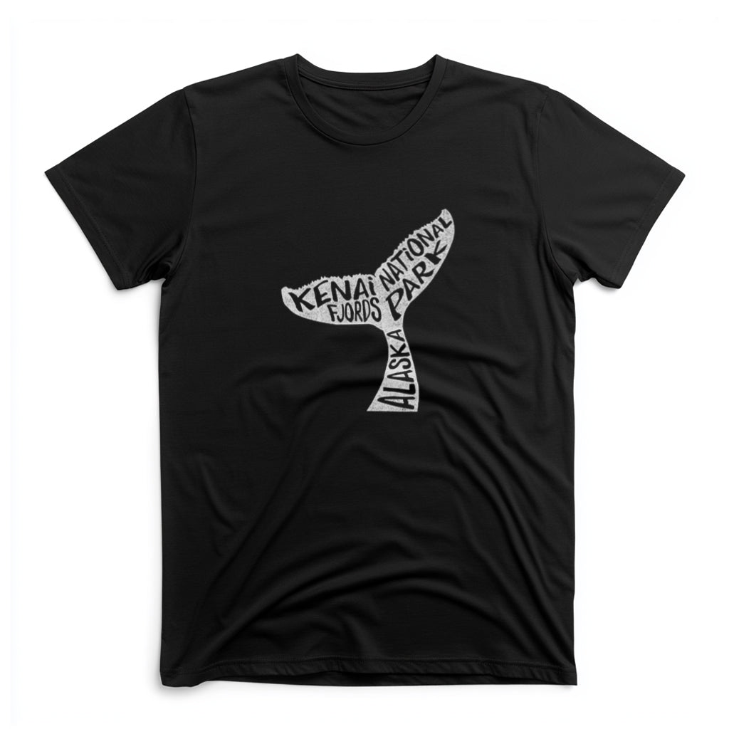 Kenai Fjords National Park T-Shirt - Whale Tail in Black