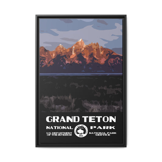 Grand Teton National Park Framed Canvas - WPA Poster