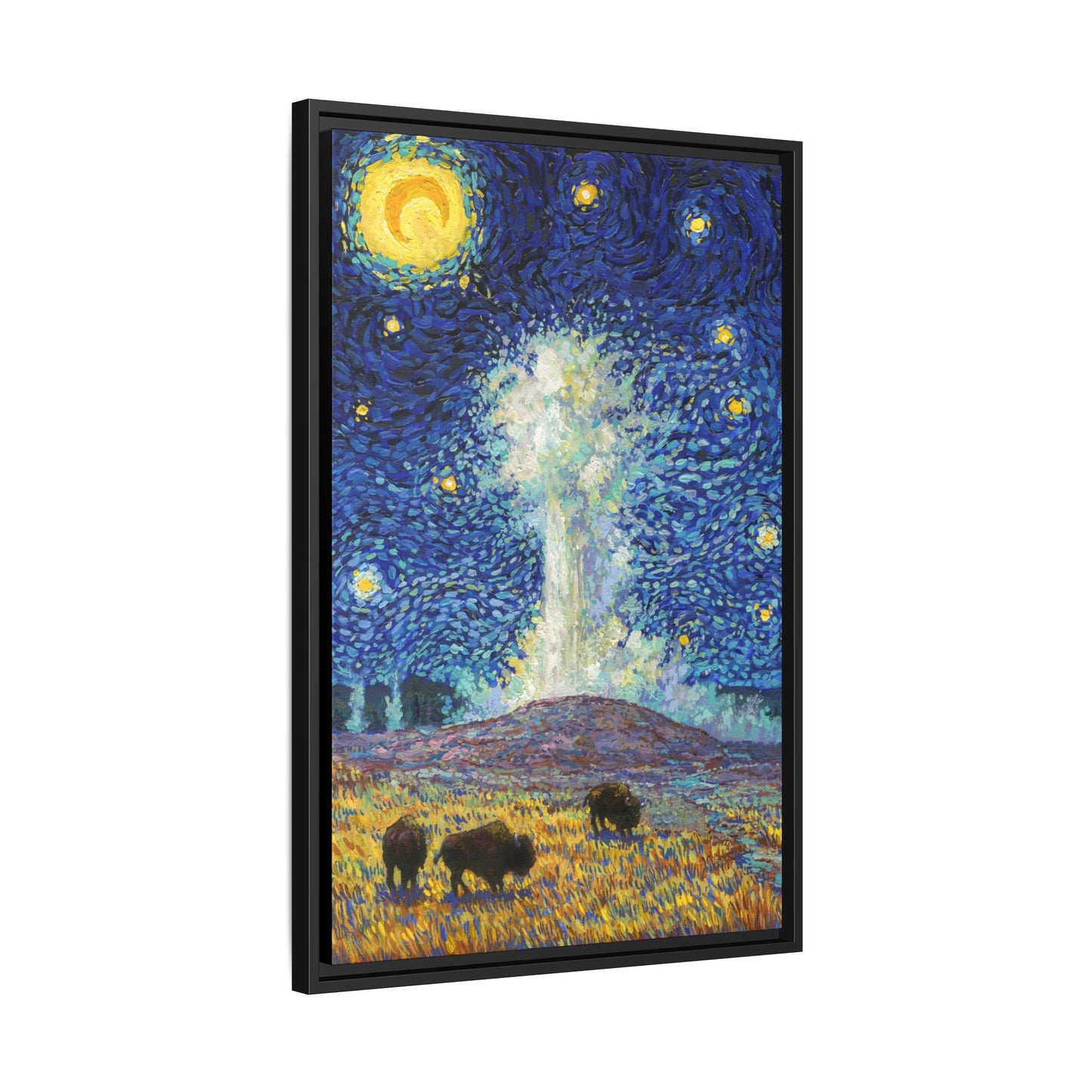 Yellowstone National Park Framed Canvas - The Starry Night