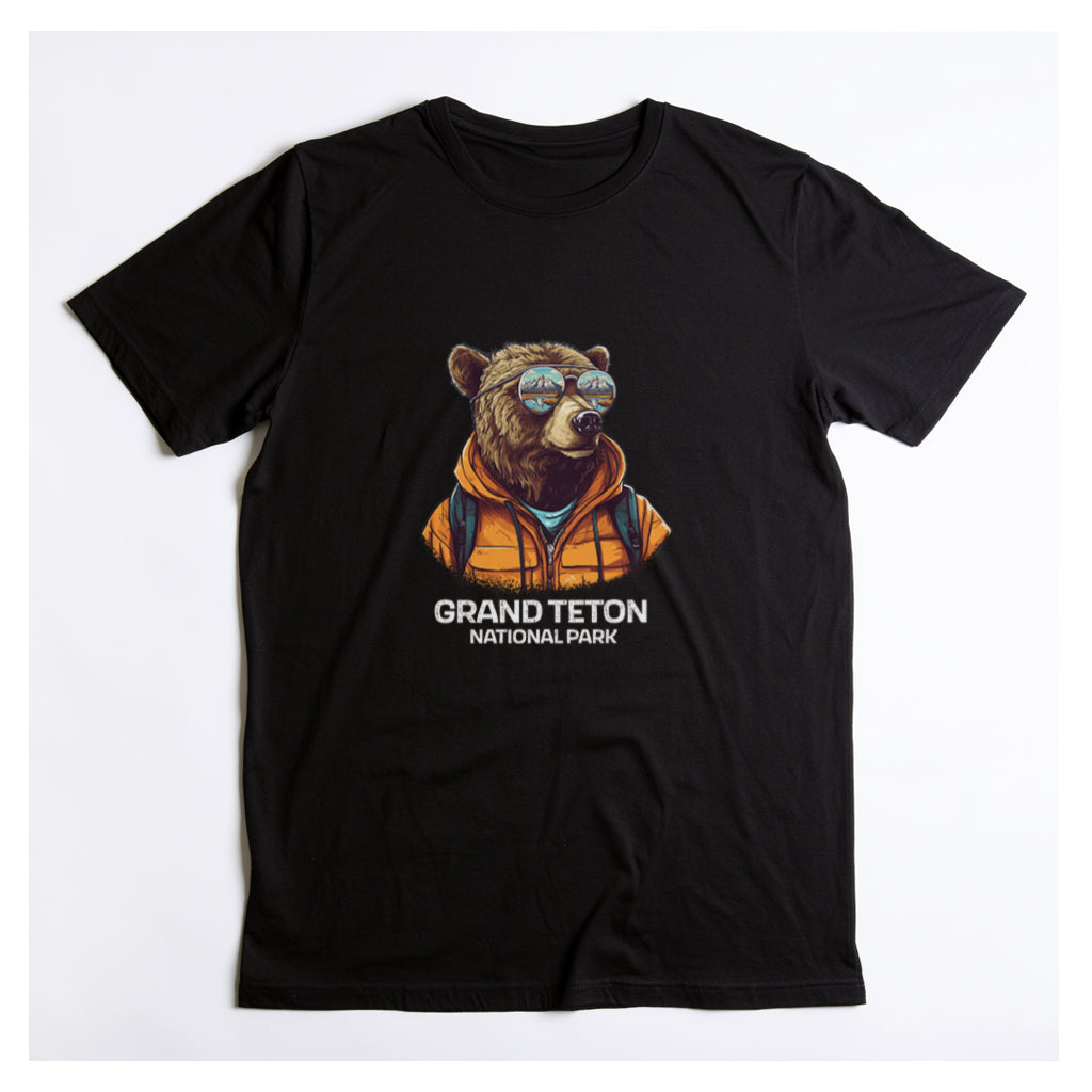 Grand Teton National Park T-Shirt - Grizzly Bear in Black