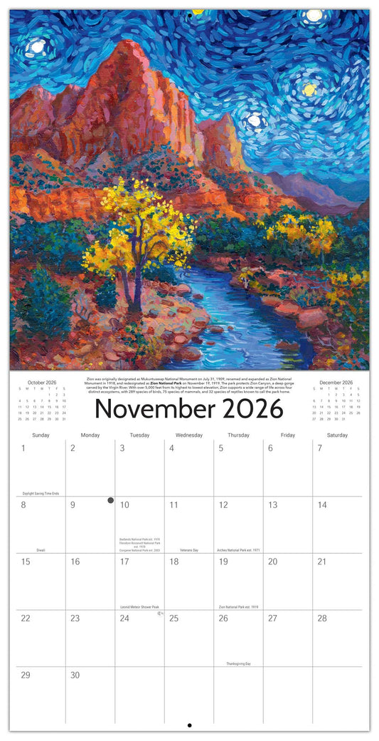 2026 Starry Night National Park Wall Calendar