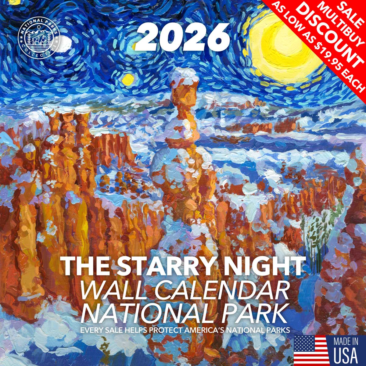 2026 Starry Night National Park Wall Calendar