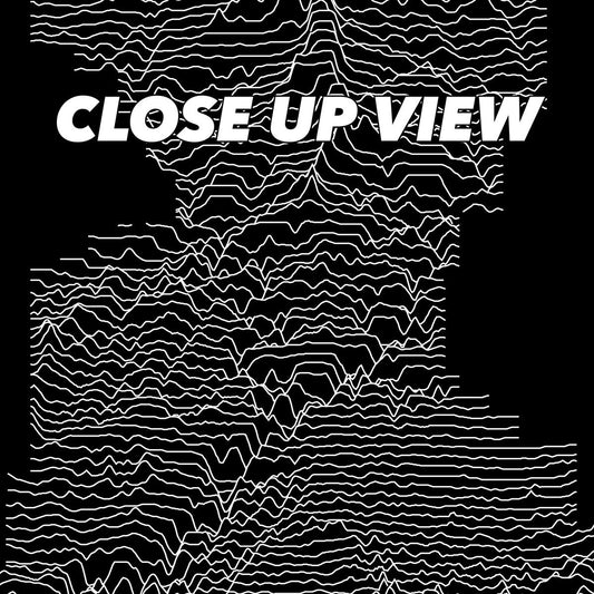 Close-up view of the Canyonlands National Park poster artwork, showing white topographic elevation lines on black