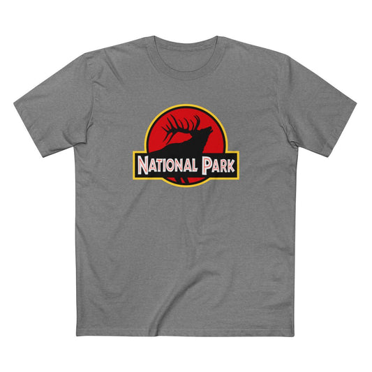 Elk National Park T-Shirt - Parody Logo in Athletic Heather