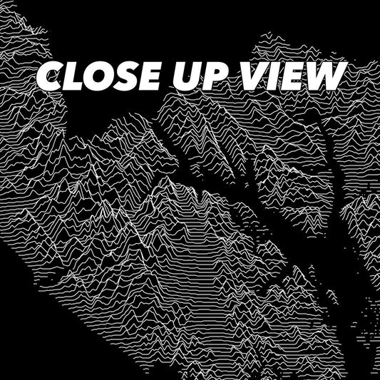Close-up view of the Glacier Bay National Park poster artwork, showing white topographic elevation lines on black