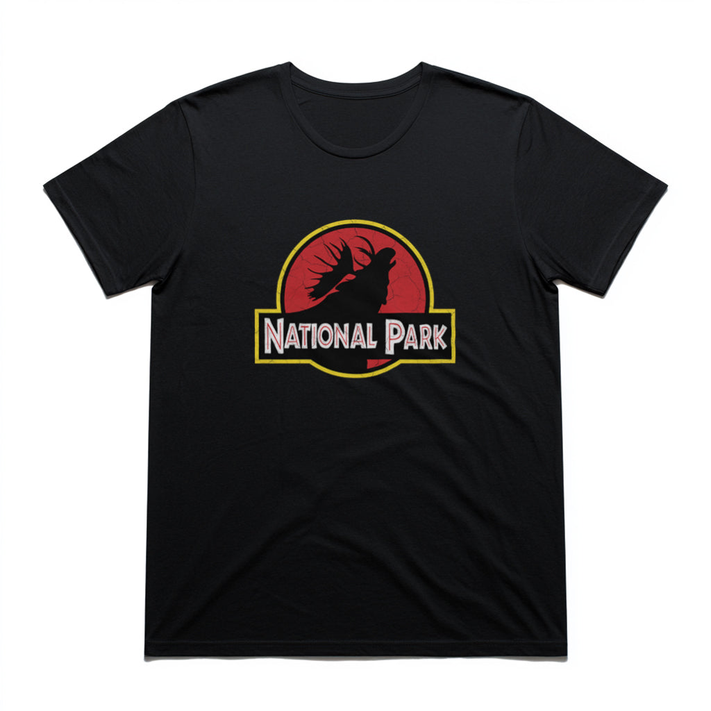 Moose National Park T-Shirt - Parody Logo in Black