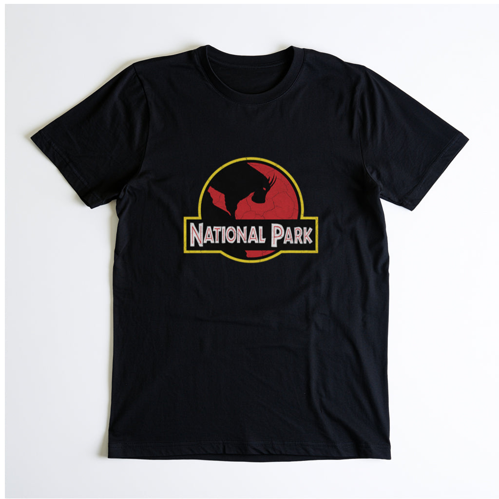 Mountain Goat National Park T-Shirt - Parody Logo in Black