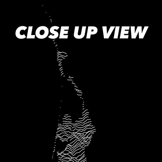 Close-up view of the Redwood National Park poster artwork, showing white topographic elevation lines on black