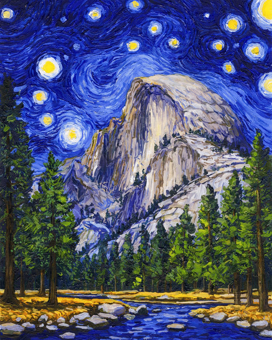 Full artwork for the Yosemite National Park 1000-piece Starry Night jigsaw puzzle