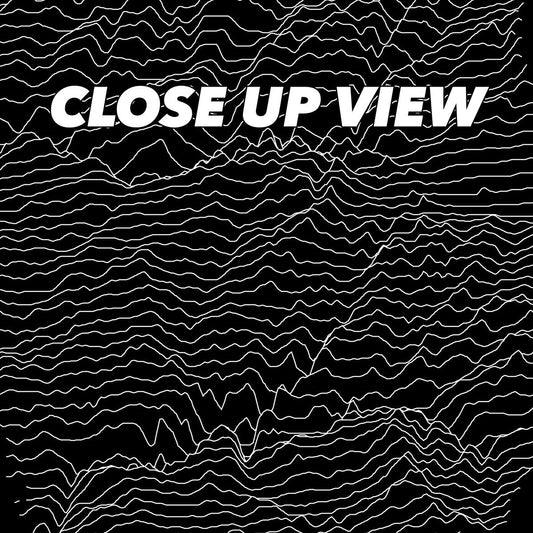Close-up view of the Yosemite National Park poster artwork, showing white topographic elevation lines on black