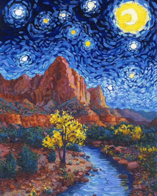 Full artwork for the Zion National Park 1000-piece Starry Night jigsaw puzzle
