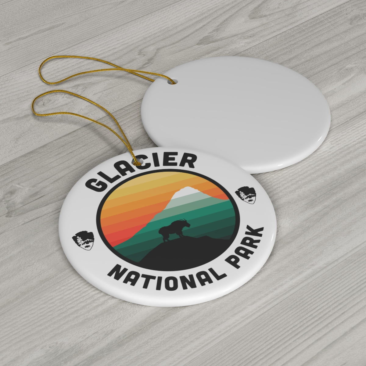 Glacier National Park Ornament - Round Emblem Design