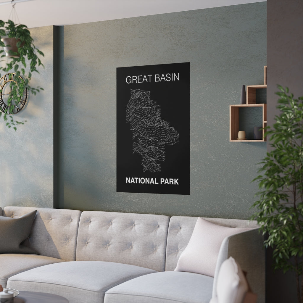 Great Basin National Park Poster - Unknown Pleasures Lines National Parks Partnership