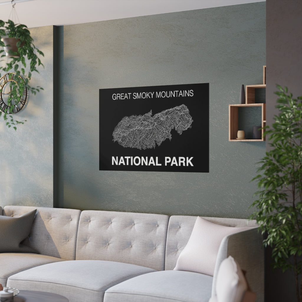 Great Smoky Mountains National Park Poster - Unknown Pleasures Lines National Parks Partnership