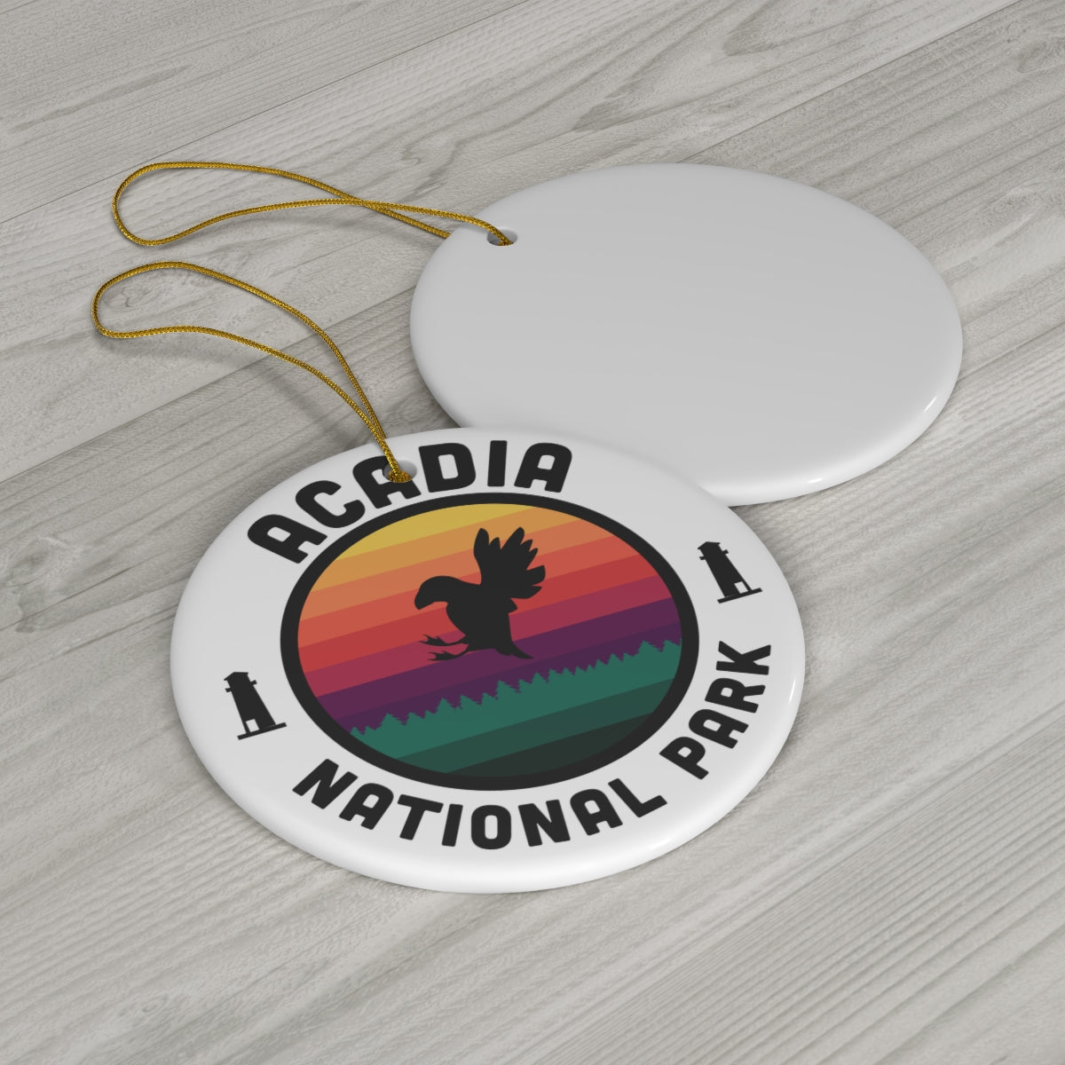 Acadia National Park Ornament - Round Emblem Design