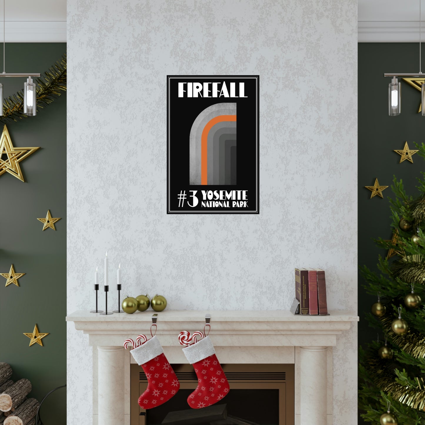 Yosemite National Park Poster - Art Deco Firefall