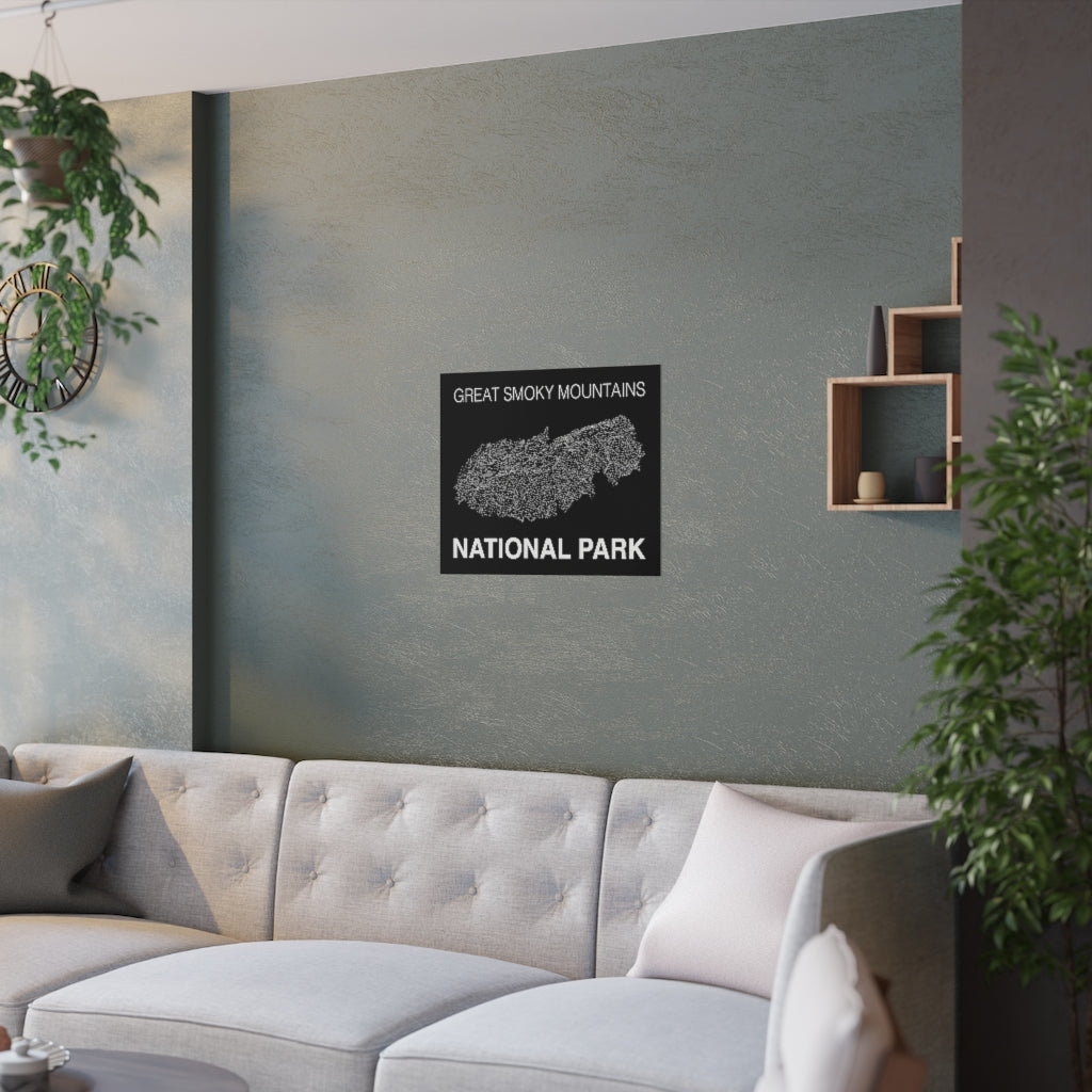 Great Smoky Mountains National Park Poster - Unknown Pleasures Lines National Parks Partnership