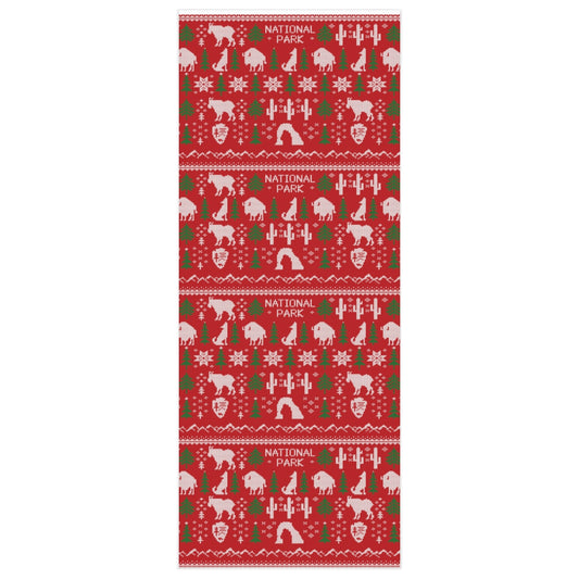 National Park Wrapping Paper - Red Fair Isle Design