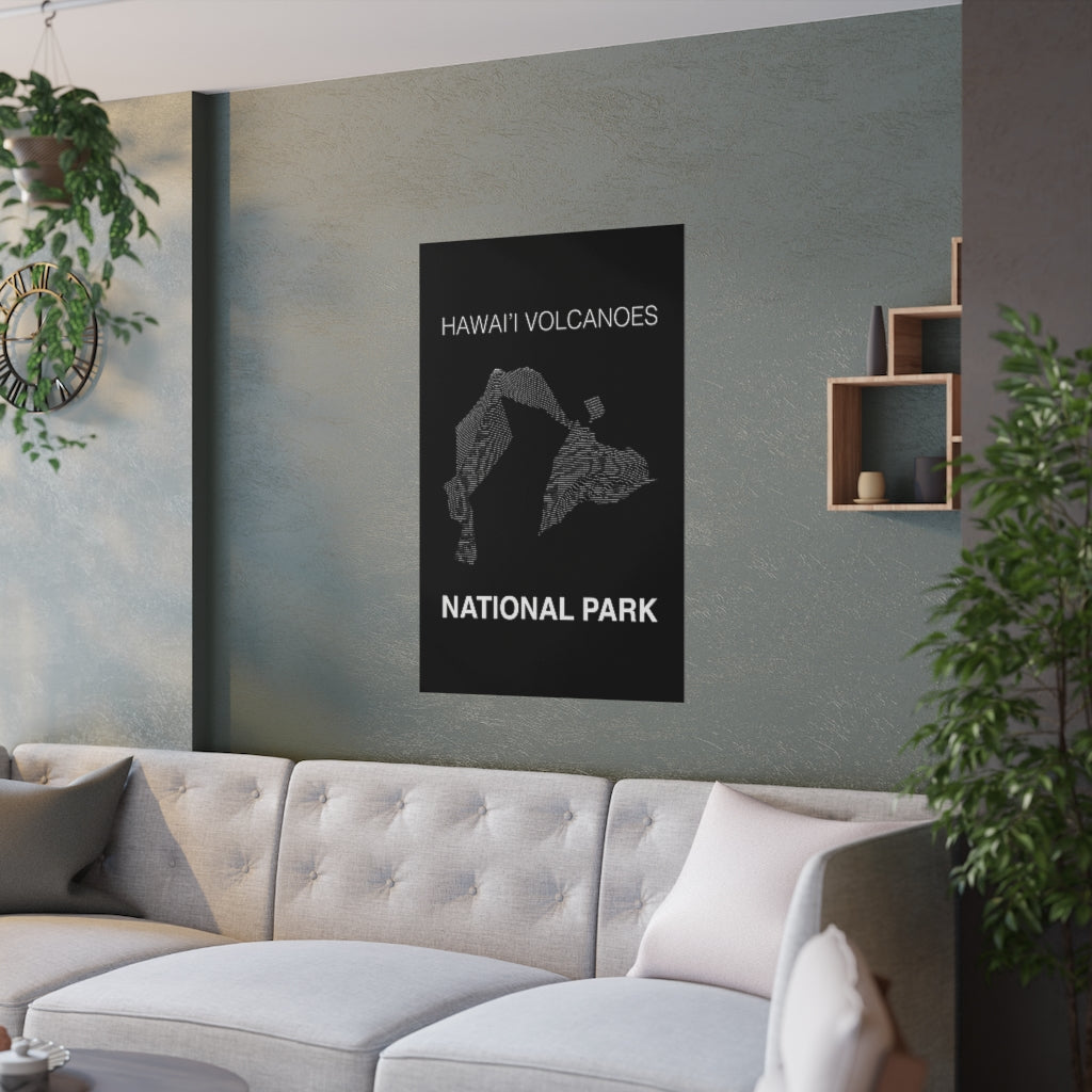 Hawaii Volcanoes National Park Poster - Unknown Pleasures Lines National Parks Partnership