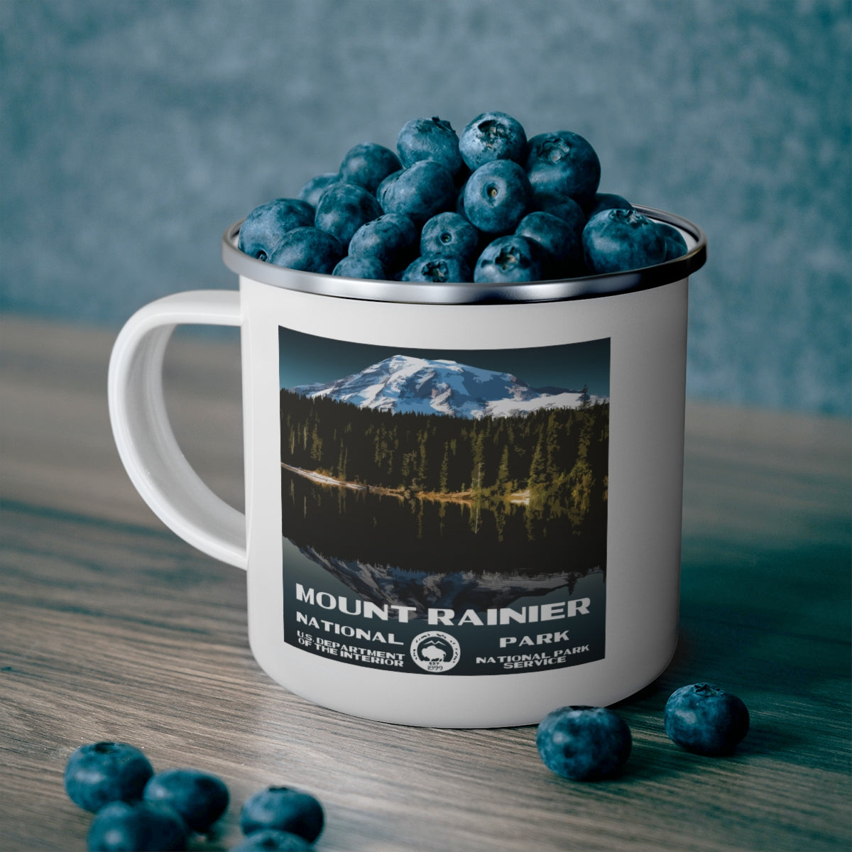 Mount Rainier National Park Enamel Camping Mug