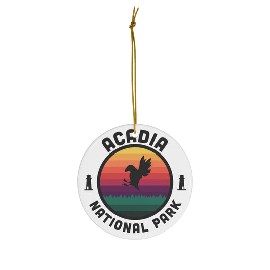 Acadia National Park Ornament - Round Emblem Design