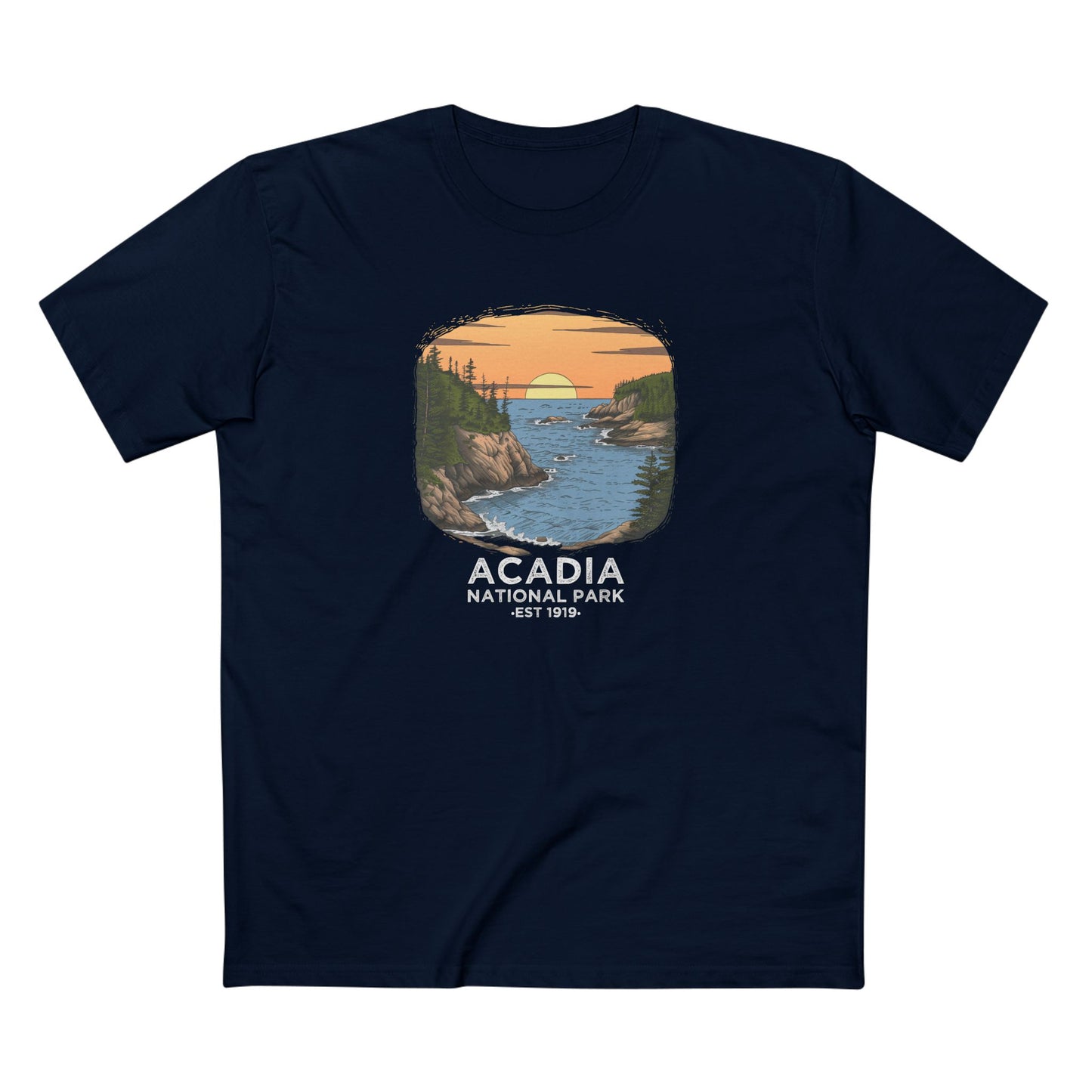 Acadia National Park T-Shirt - Vintage Design in Navy